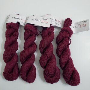 Hikoo Simplicity Yarn Lot Of 4 Skeins Merino Superwash Blend Edgy Eggplant 200g